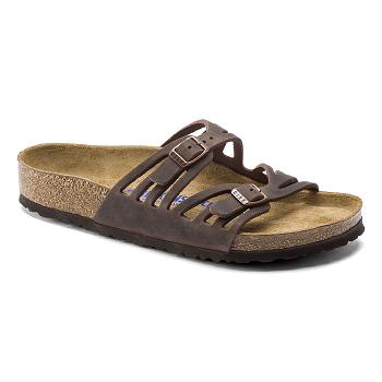 Sandále Birkenstock Granada Soft Footbed Oiled Kozene Damske Káva | SK 206GSO